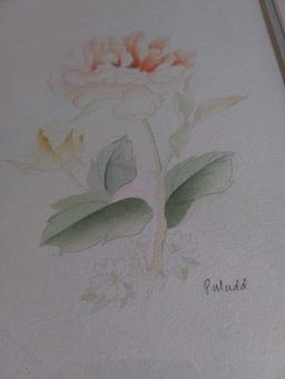 Signed and Framed Peony Watercolor Art