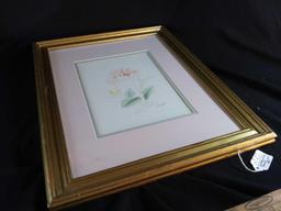 Signed and Framed Peony Watercolor Art