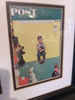 Triple framed, Norman Rockwell mini prints