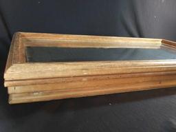 Very Nice Rustic Shallow Wood Frame Glass Top Hinged Display Case