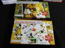 (5) Sealed 500 Piece Jigsaw Puzzles Including (2) By Norman Rockwell