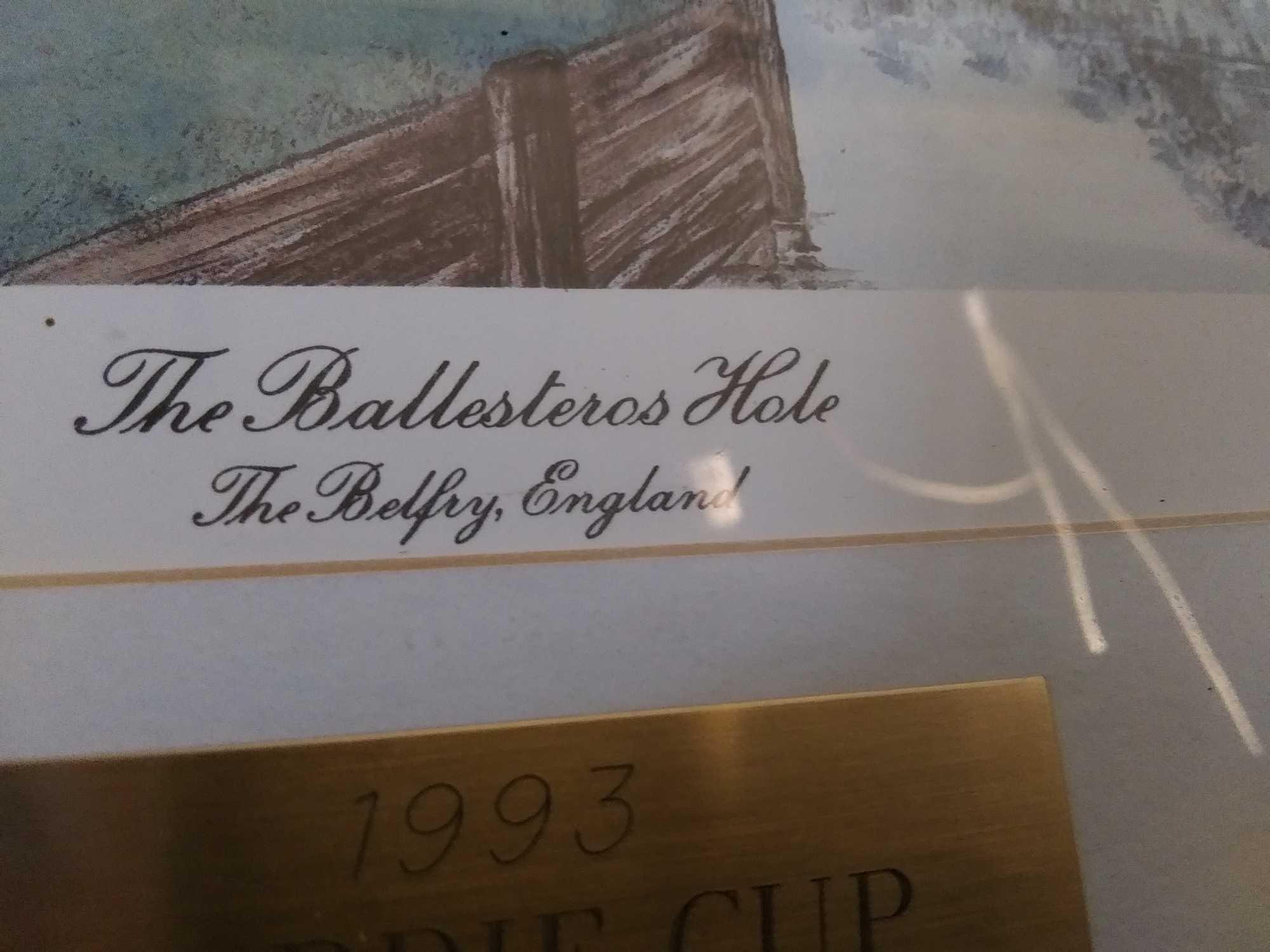 Nicely Framed and Matted 23" x 18" The Ballesteros Hole, The Belfry, England