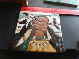 (5) Items Native American Vase, 3 Tiles, Cigar Box