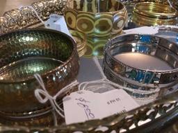 Mirrored Tray with (6) Vintage Bangles/ Bracelets