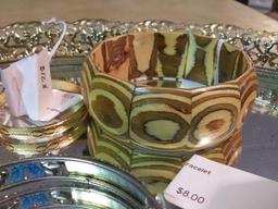 Mirrored Tray with (6) Vintage Bangles/ Bracelets