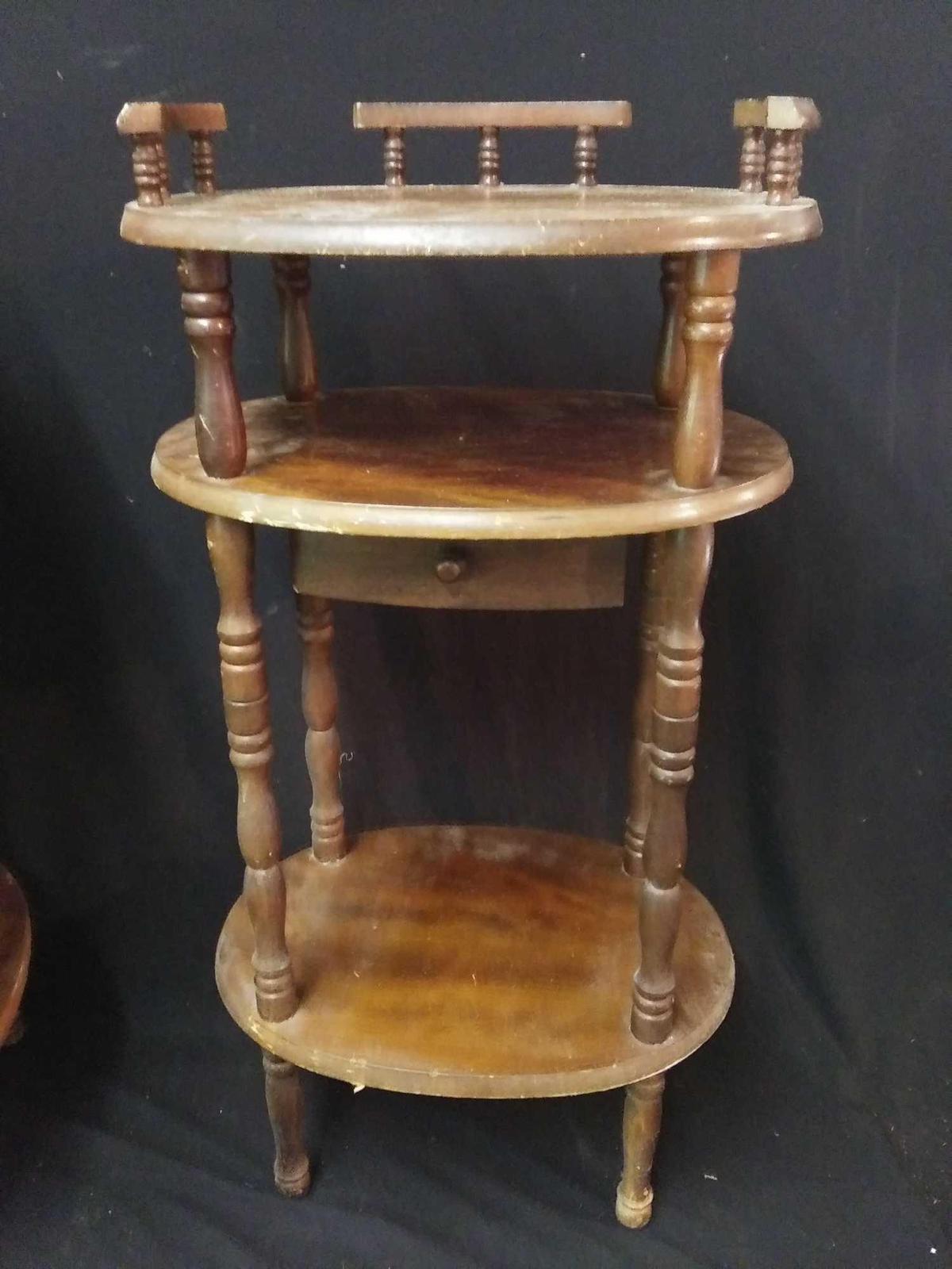 Unique 3 Level Spindle Leg Display / Side Table