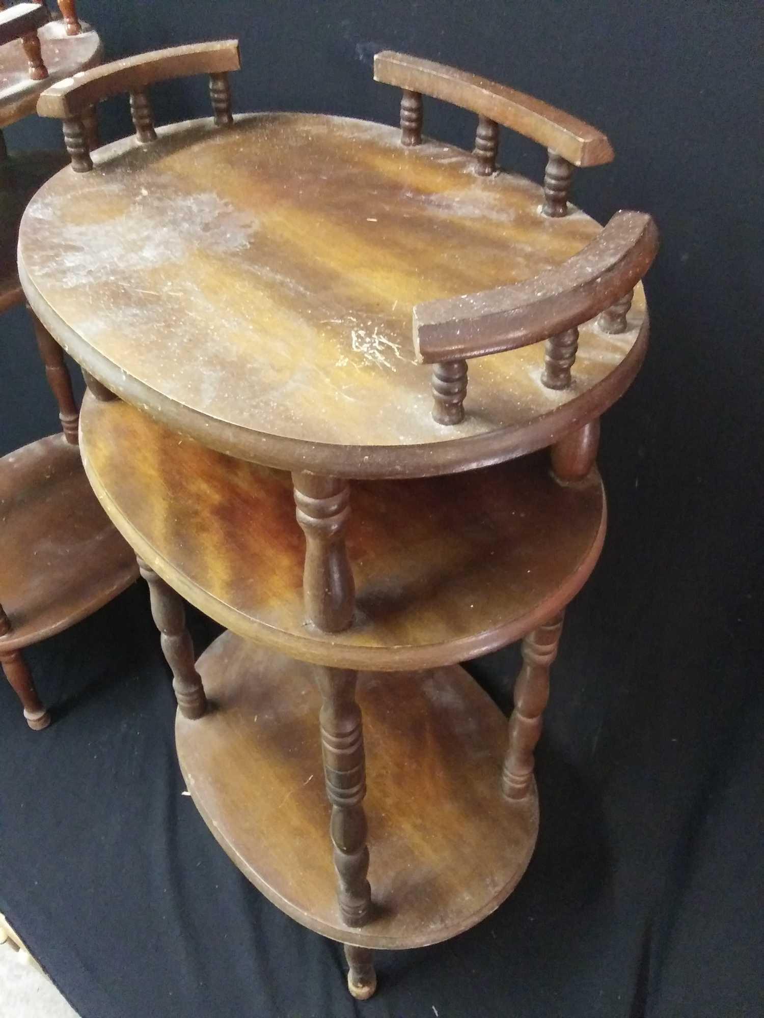 Unique 3 Level Spindle Leg Display / Side Table