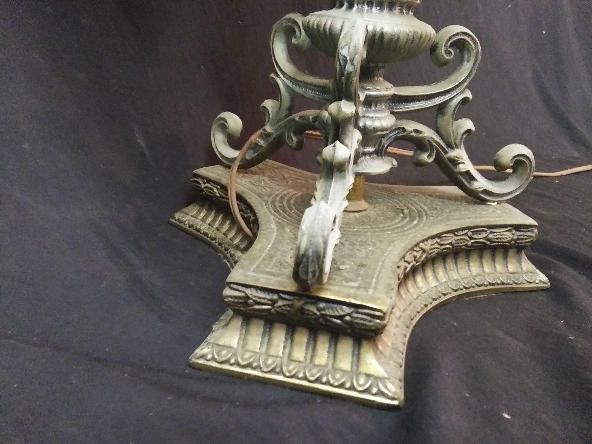 Large Baroque style, dark glass gem table lamp