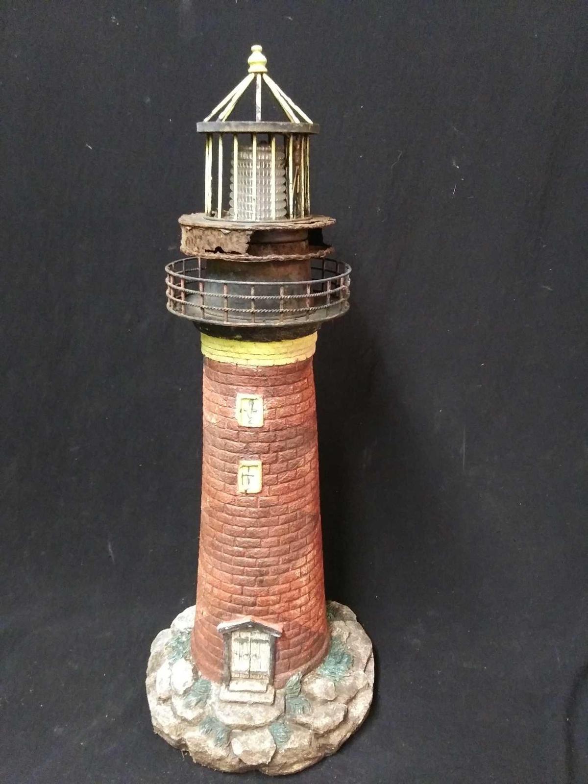 Vintage Metal and Resin Lighthouse