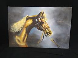 Beautiful original Art on Canvas Horse Portrait Signed Jenkins