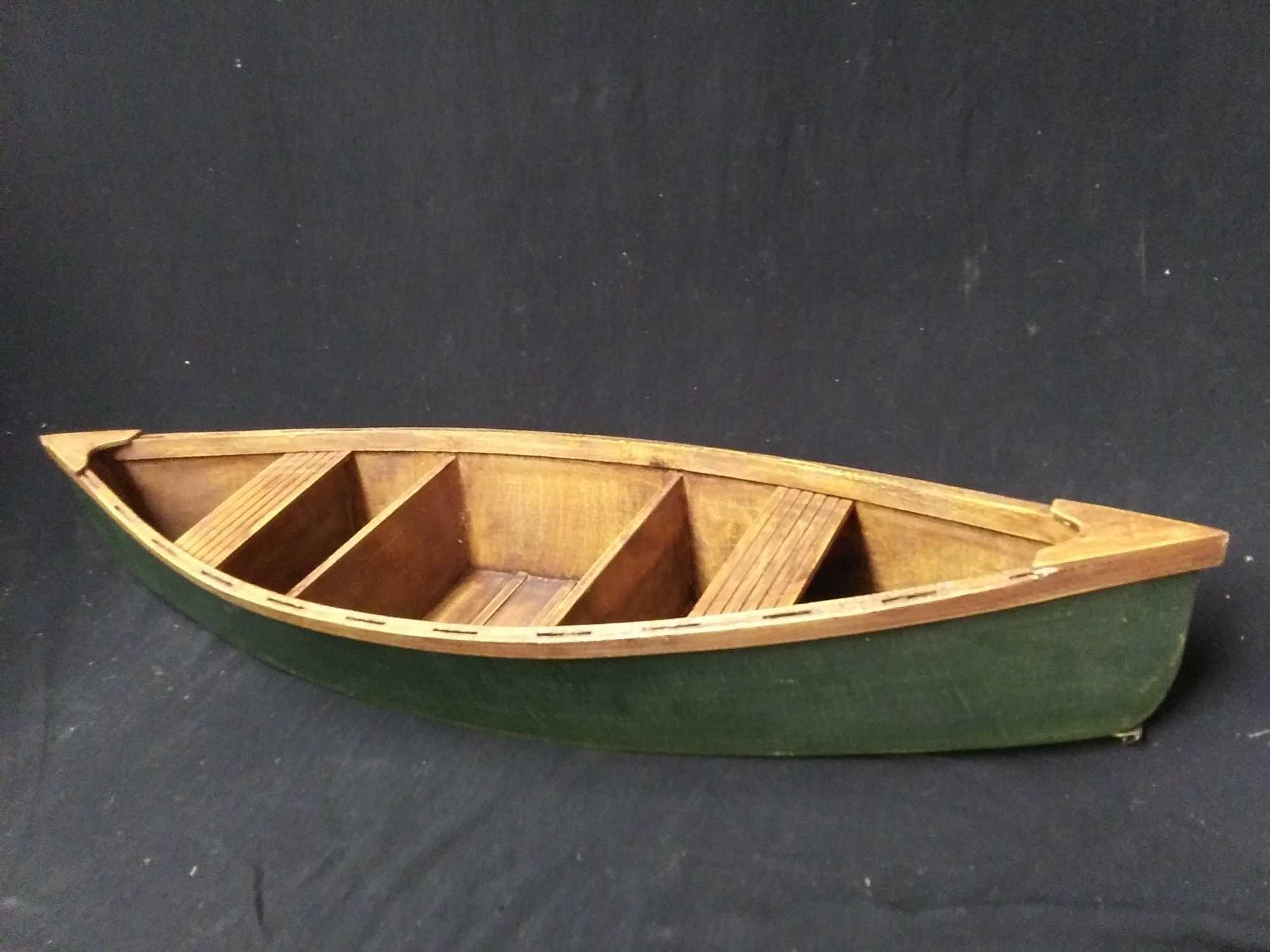 Lightweight green wooden boat display Shelf