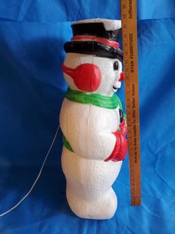 vintage Snowman Blow Mold yard art, lighted, 30 in. tall ,Grand Venture