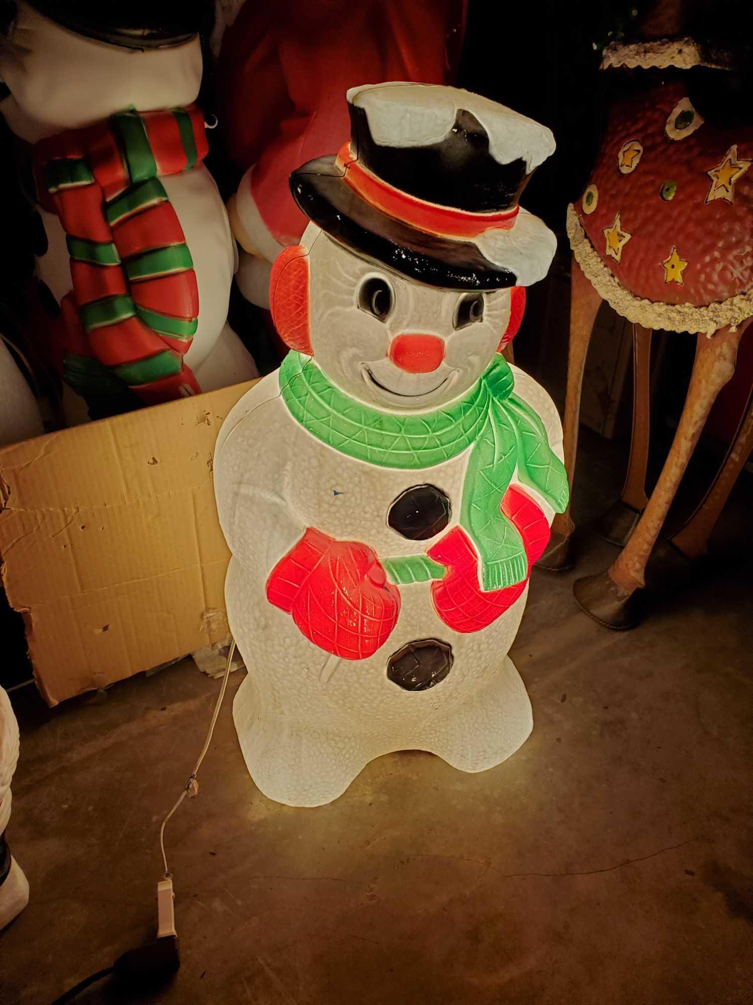 vintage Snowman Blow Mold yard art, lighted, 30 in. tall ,Grand Venture