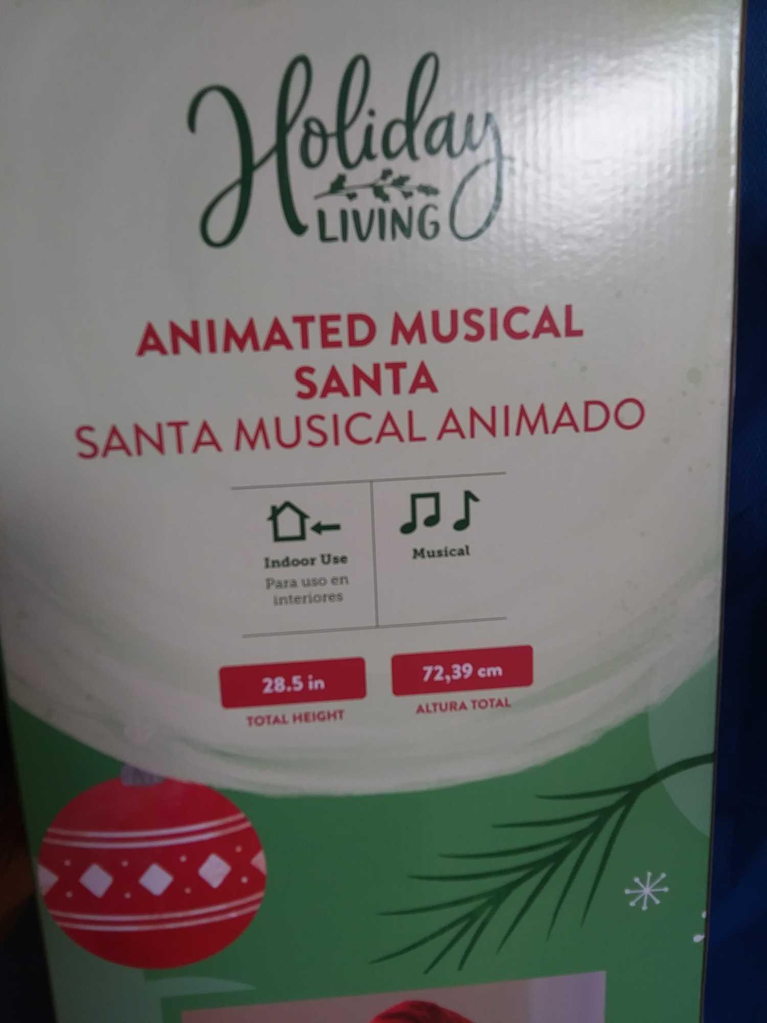 IN BOX 28" Holiday Living Animated Musical African American Santa