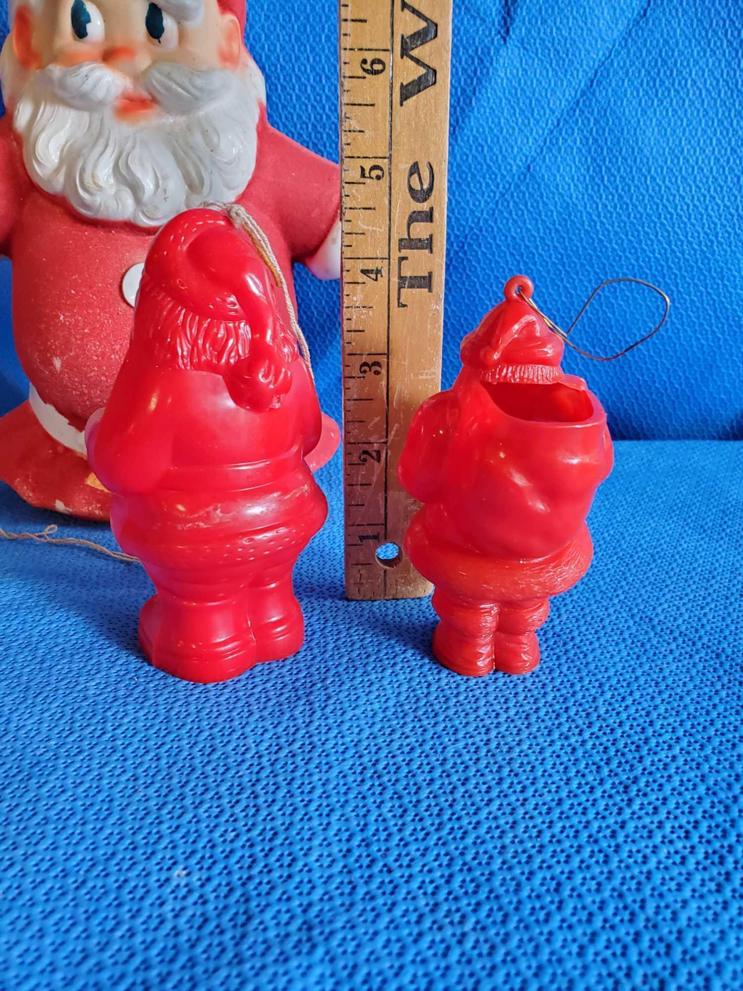 Very Vintage Santa ornaments and parts, plastic