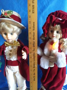 2 Ft. Tall holiday boy and girl animatronic and lighted Christmas carolers