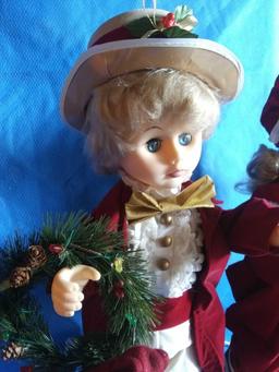 2 Ft. Tall holiday boy and girl animatronic and lighted Christmas carolers