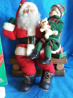 Animated Holiday Santa Figure on Bench