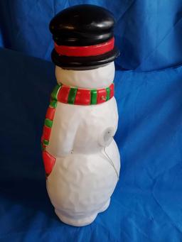 Vintage Snowman Blow Mold Holiday yard art - 38" tall. lighted