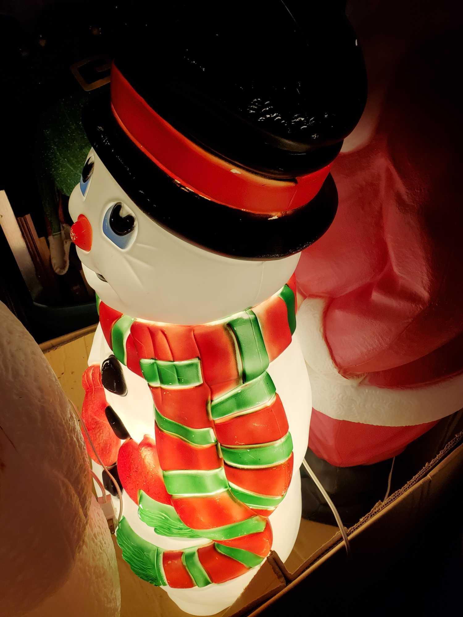 Vintage Snowman Blow Mold Holiday yard art - 38" tall. lighted