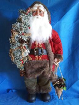 VERY NICE Large 3 Ft. Tall Hardbodied Father Christmas Figure with Tree