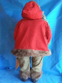 VERY NICE Large 3 Ft. Tall Hardbodied Father Christmas Figure with Tree