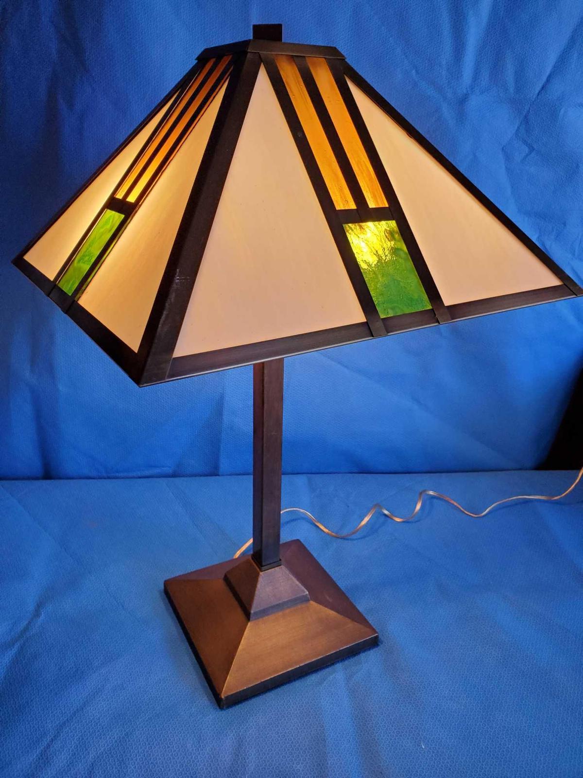 Tiffany style Stained glass dual light table lamp