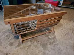 Rare and unique crab trap coffee table with smoke glass topper