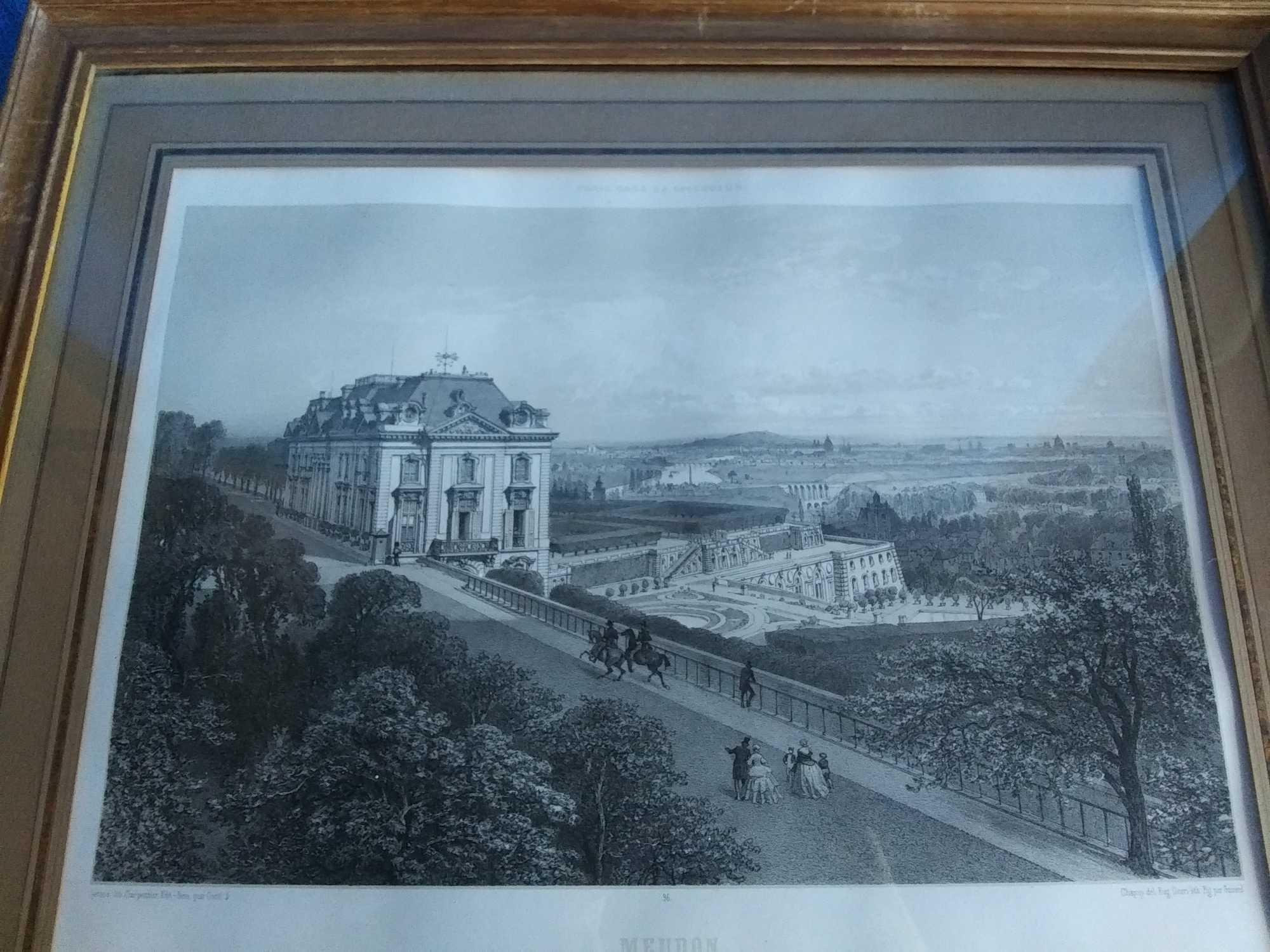 "Meudon" View Plug of The Terrasse Uppers, Lithograph, Framed Behind Glass