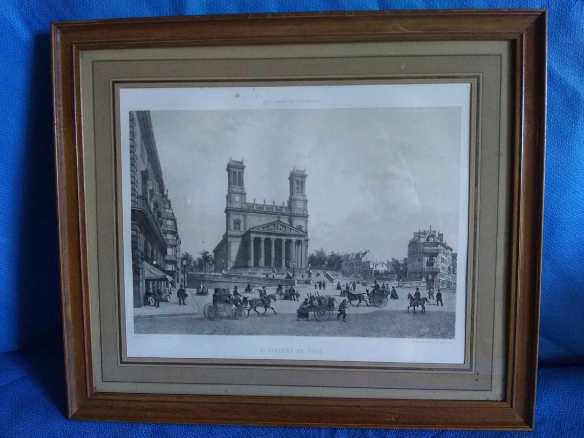 20th Century Paris dans sa Splendeur, St. Vincent de Paul Lithogrpah, Framed