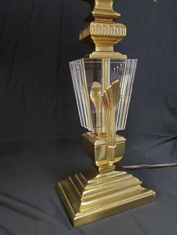 1 (of a pair) Beautiful BACCARAT CRYSTAL and brass Table Lamp with dimming switch, Art Deco, MCM