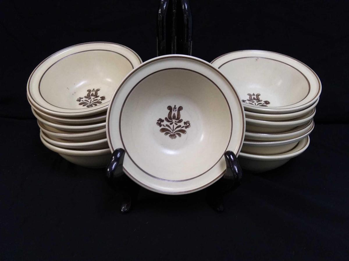 (13) Pfaltzgraff Village Pattern Set of 5" Rimmed Berry Bowls