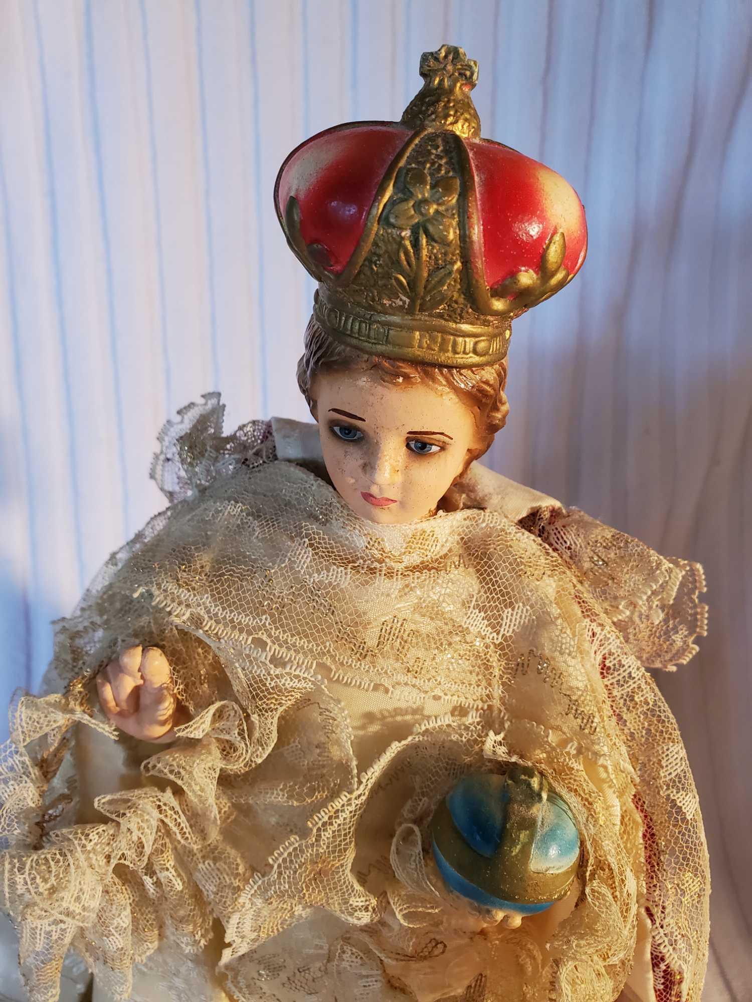 Vintage Religious, infant of Prague statuary, Chalkware