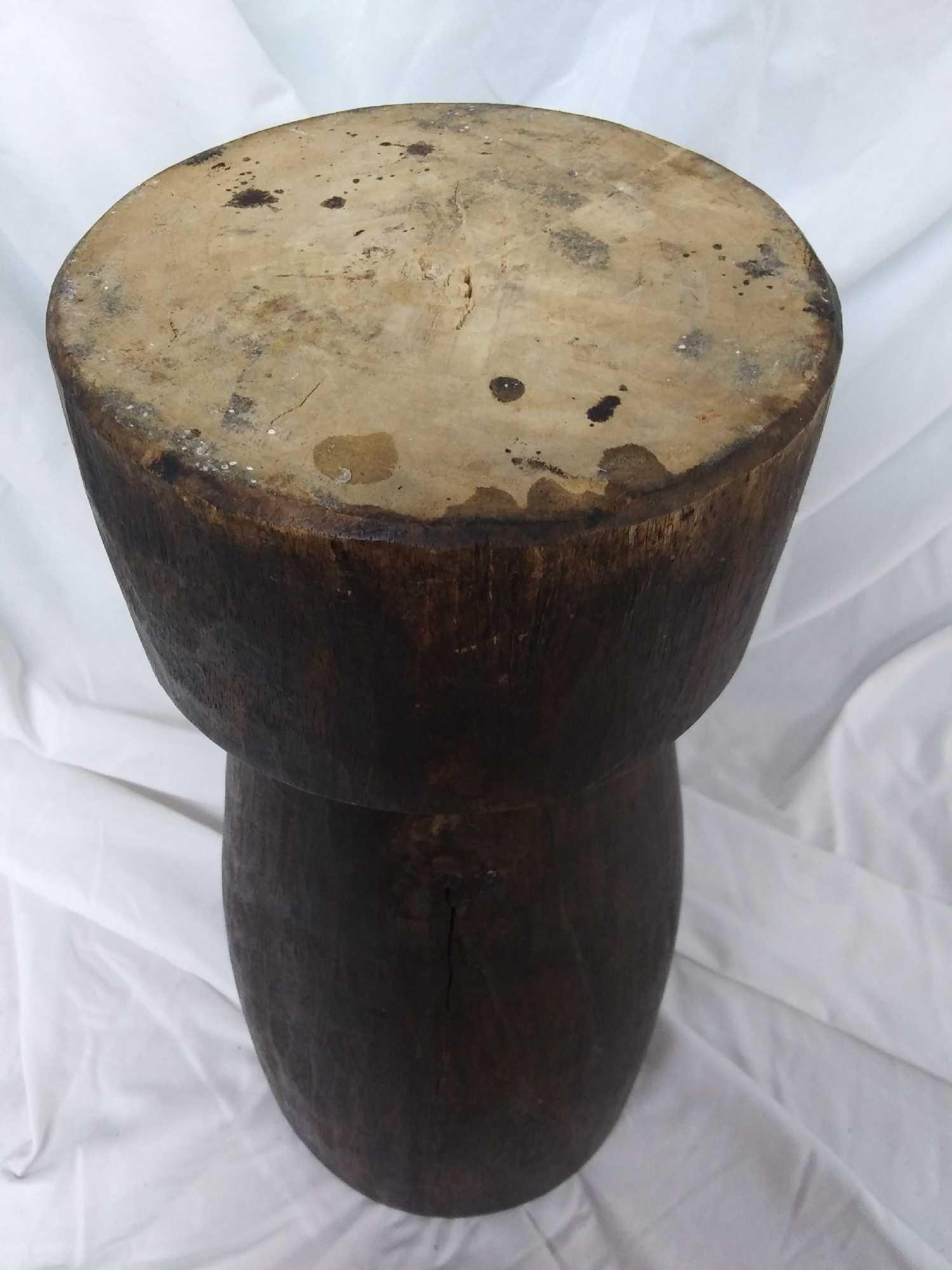 Old Hollowed Out Wooden Candle Holder