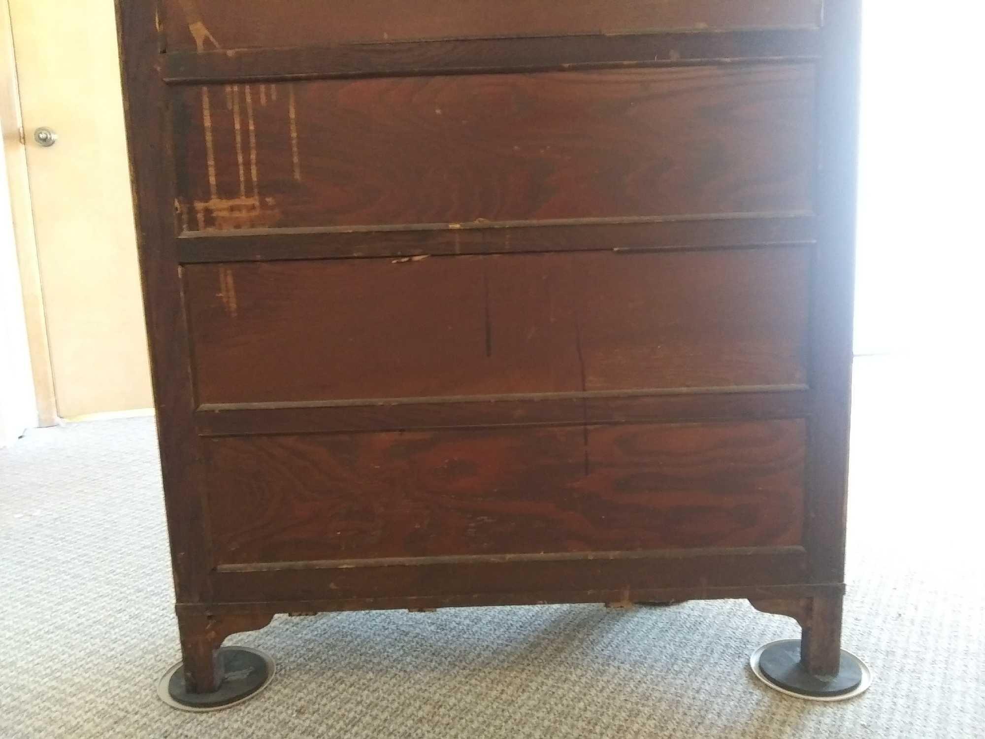 Gorgeous 5 Level Glass and Wood Shelf Bow Front Lockland Curio