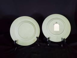 (2) 7" WEDGEWOOD Sage Green Jasperware plates