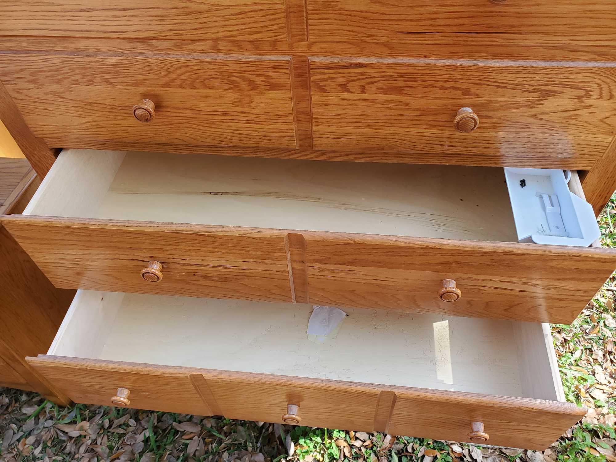 Nice Oak Finish 5 drawer Upright Dresser