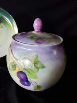 Beautiful Vintage Plum Blossom Plate and Lidded Jar