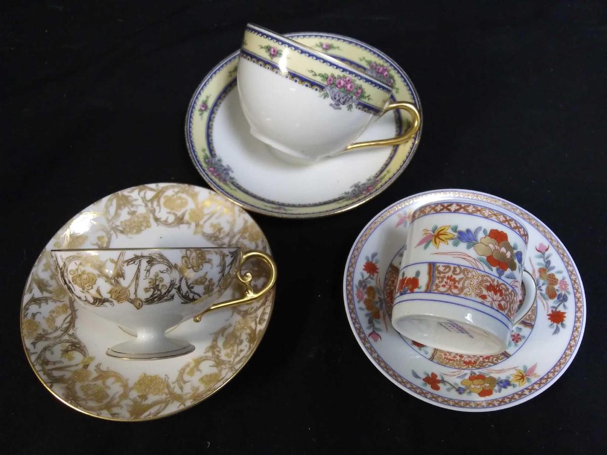 Garden Party: Lovely Trio of Mismatched Teacups and Saucers Sets