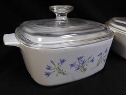 Pair of Blue Dusk Casserole Corning Ware with Lids