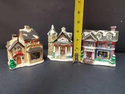 Trio of Vintage 2004 Wellington Square Collection porcelain Christmas village buildings