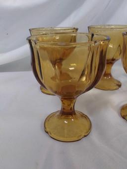 (4) Petite Amber Glass Dessert/ Drinking Goblets