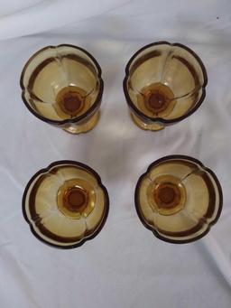 (4) Petite Amber Glass Dessert/ Drinking Goblets