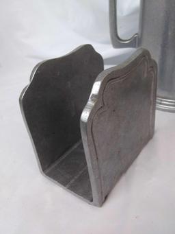 (4) Strong Wilton Armetale Pewter Pcs, Ice Tea/Coffee Pitcher, Cream, Sugar, and Napkin Holder