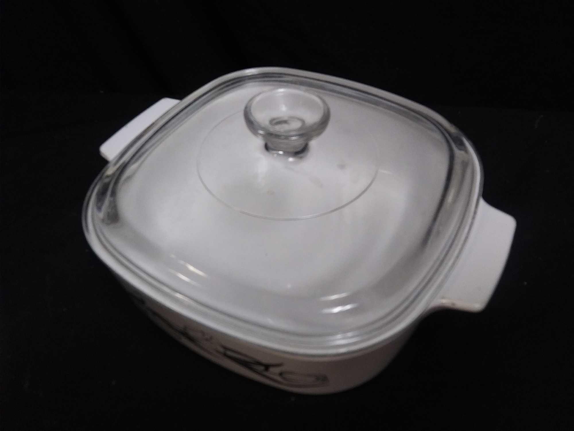 CorningWare black tulip casserole