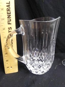 Lovely Glass Ice Water Pitcher and (5) Wine Flutes