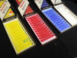 (4) Boxes of Alphacoloe Square pastels, yellow, red, blue, white