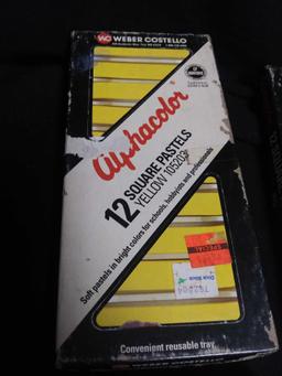 (4) Boxes of Alphacoloe Square pastels, yellow, red, blue, white