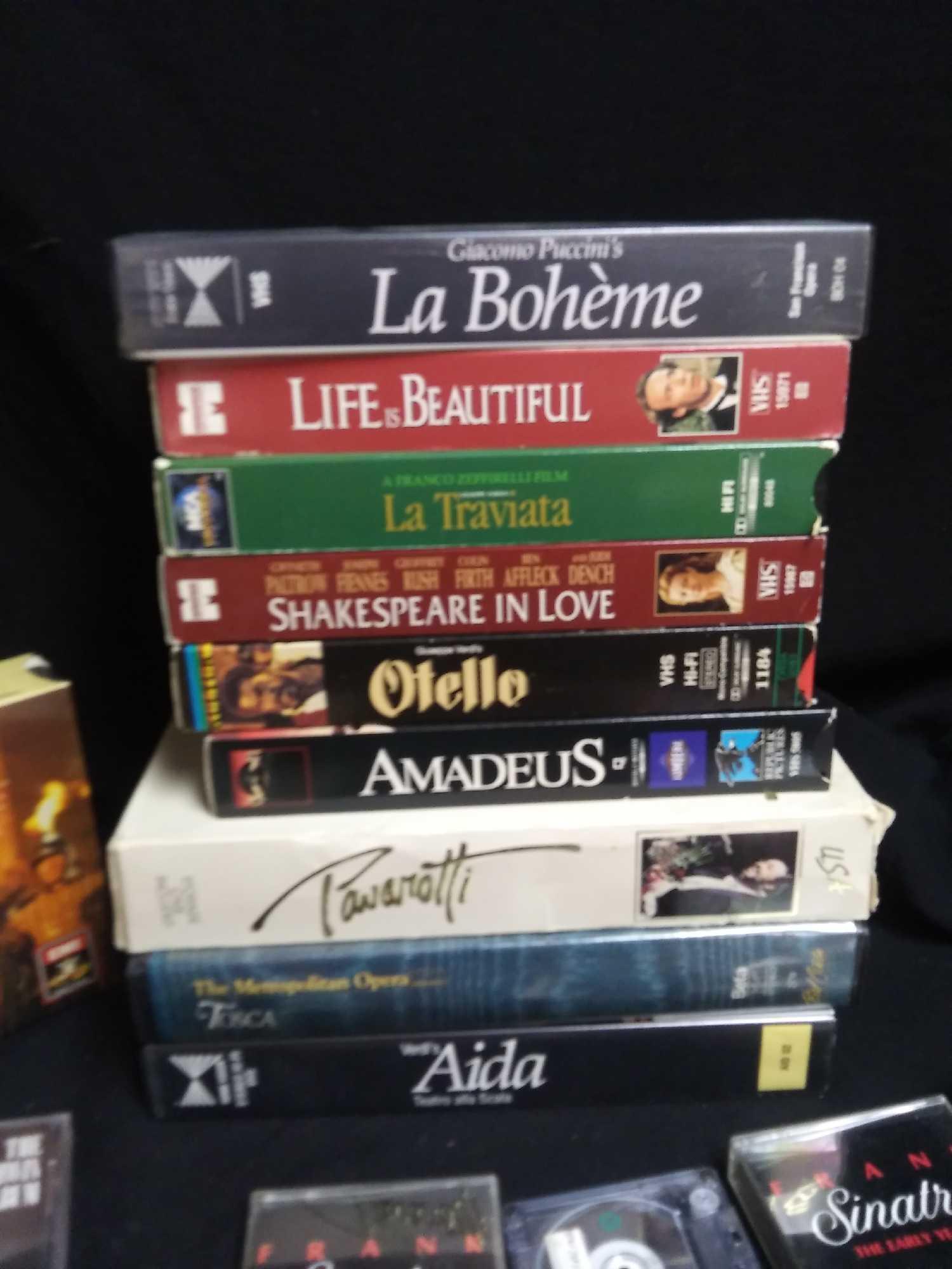 multimedia lot of CD, VHS, cassette including operas and seal Titanic and Shane vhs