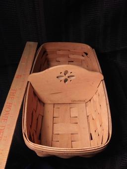 Narrow Longaberger with Wooden Sectioned Insert, Signed